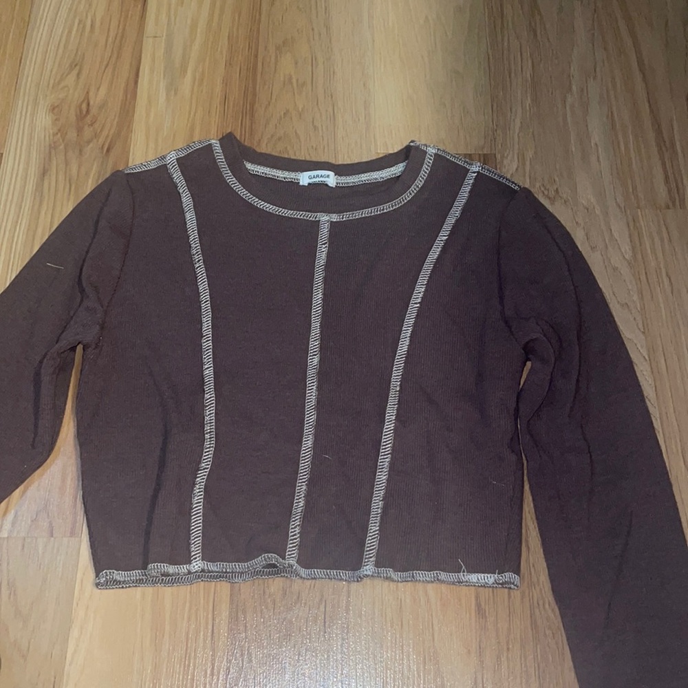 Garage brown crop long sleeve